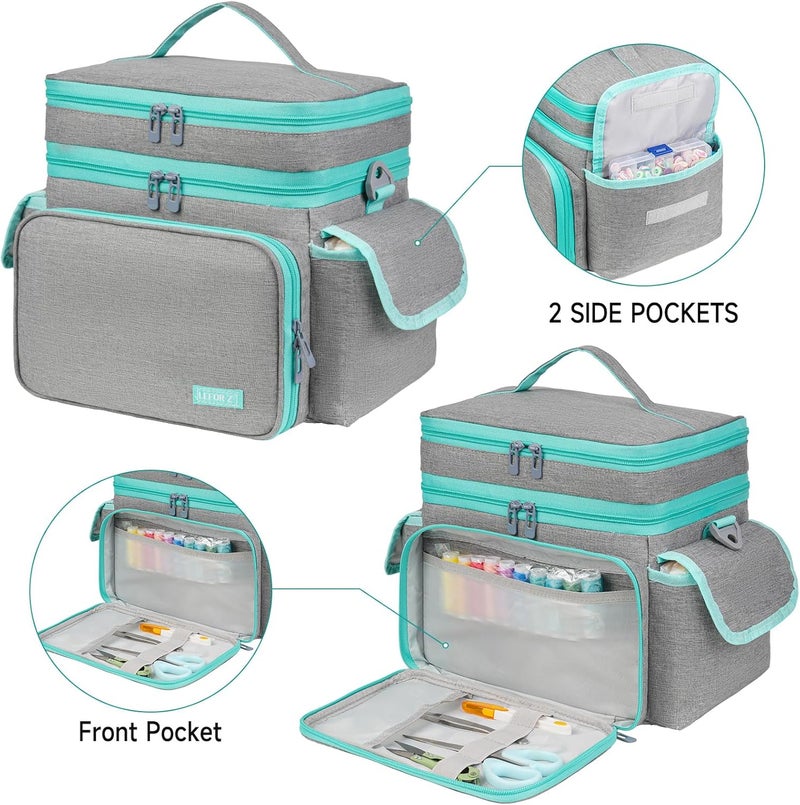 LEFORZ Sewing Supplies Organizer,Double-Layer Sewing Accessories Storage Bag,Protable Travel Sewing Box Sewing Basket for Sewing Tools,Grey(Bag Only) - Image 5